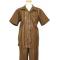 Pronti Brown With Metallic Gold / Chocolate Brown Hand Painted Stripes Microfiber Blend 2 PC Outfit SP5949